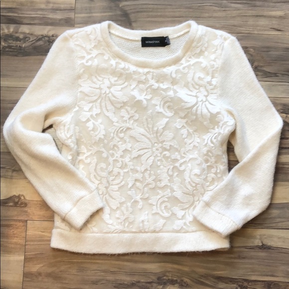 MINKPINK White Lace 15% Wool Sweater - sz XS - Picture 1 of 10